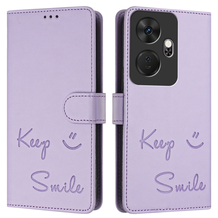 For itel P55+ Smile Embossing RFID Leather Phone Case