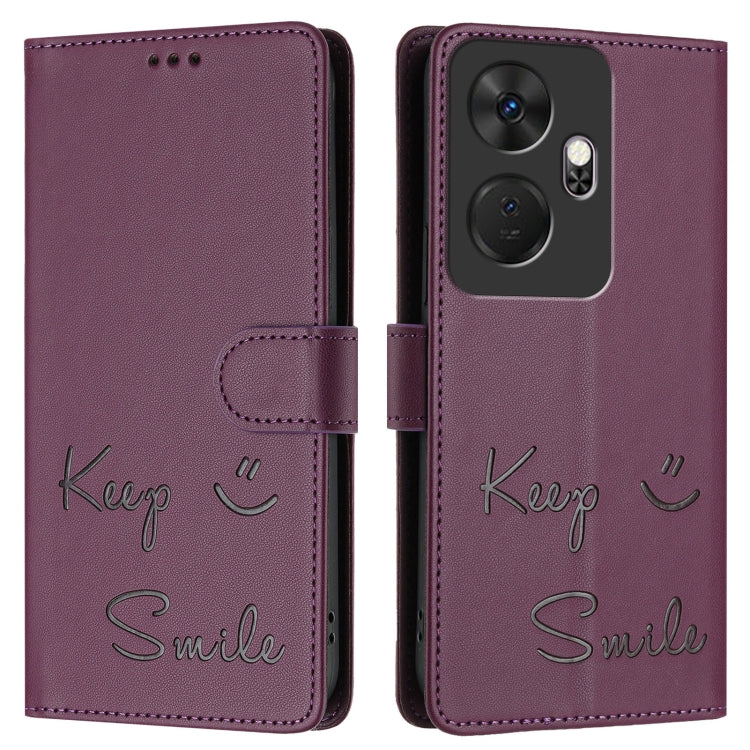 For itel P55+ Smile Embossing RFID Leather Phone Case
