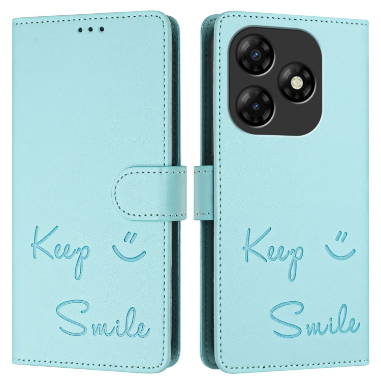 For itel P55 4G Smile Embossing RFID Leather Phone Case