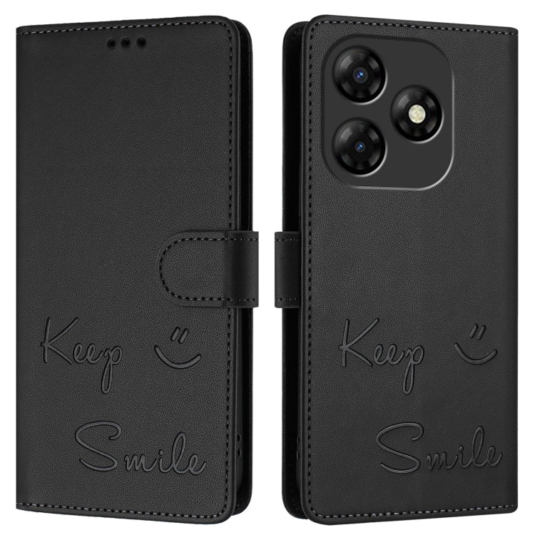 For itel P55 4G Smile Embossing RFID Leather Phone Case