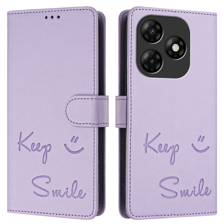 For itel P55 4G Smile Embossing RFID Leather Phone Case