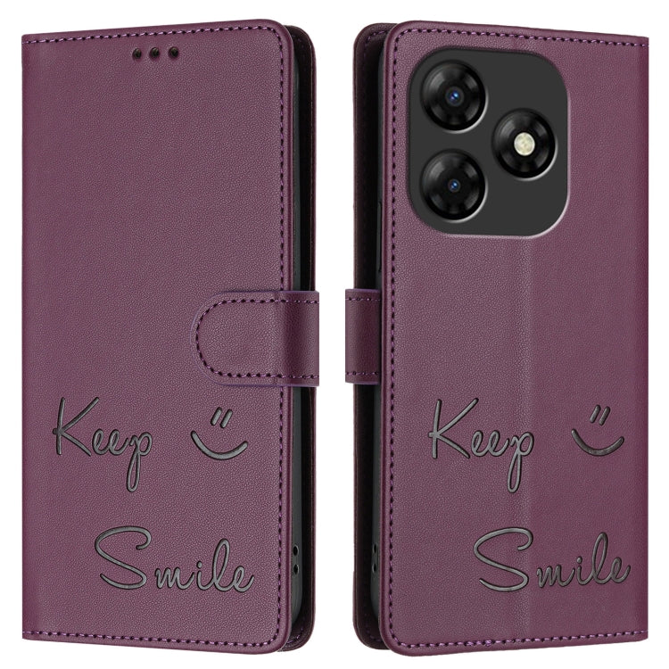 For itel P55 4G Smile Embossing RFID Leather Phone Case