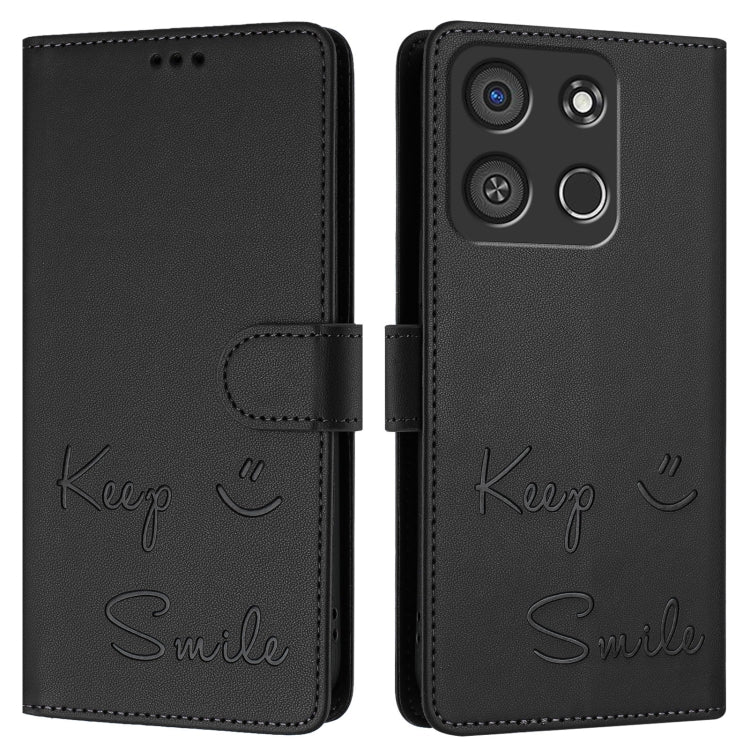 For itel A05s Smile Embossing RFID Leather Phone Case