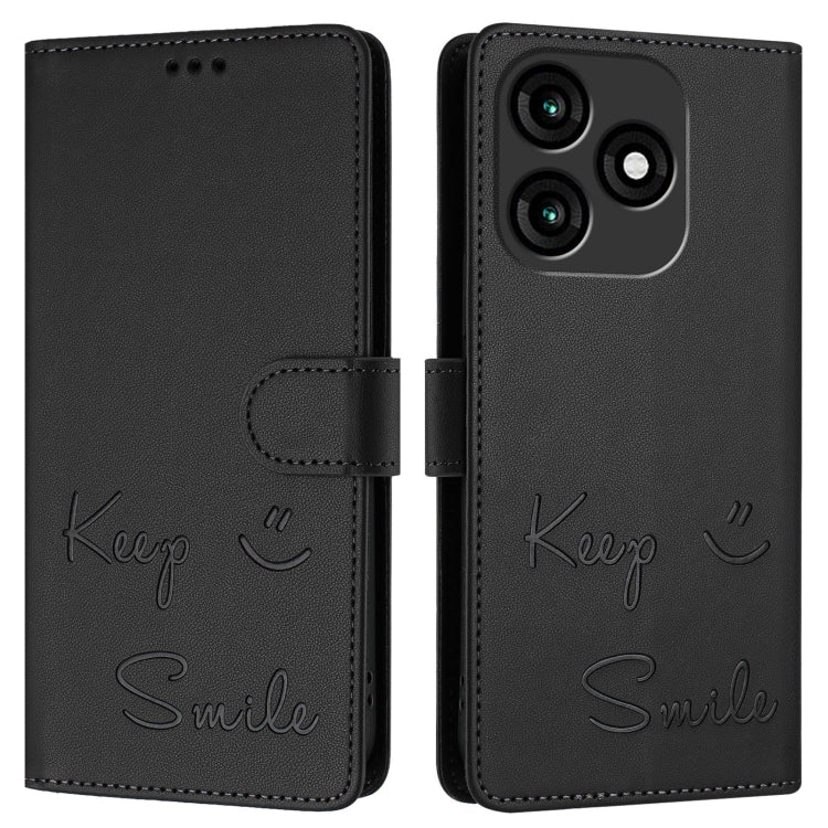 For itel A70 Smile Embossing RFID Leather Phone Case