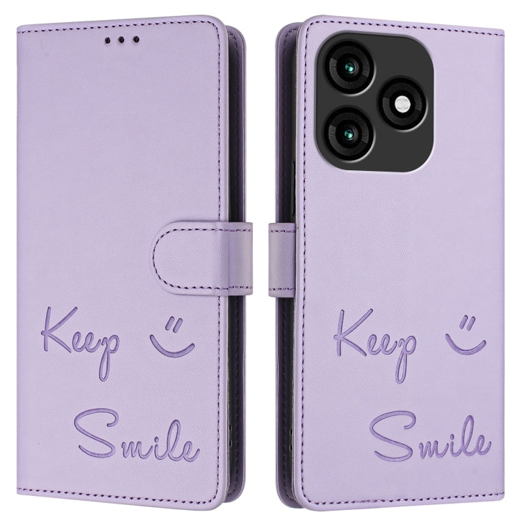 For itel A70 Smile Embossing RFID Leather Phone Case