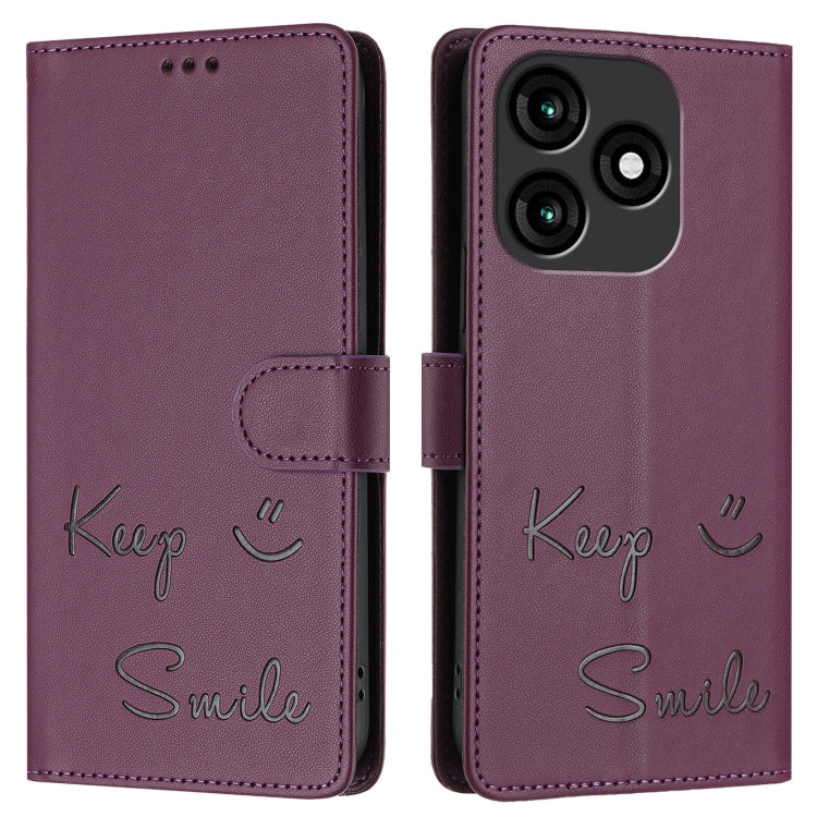 For itel A70 Smile Embossing RFID Leather Phone Case