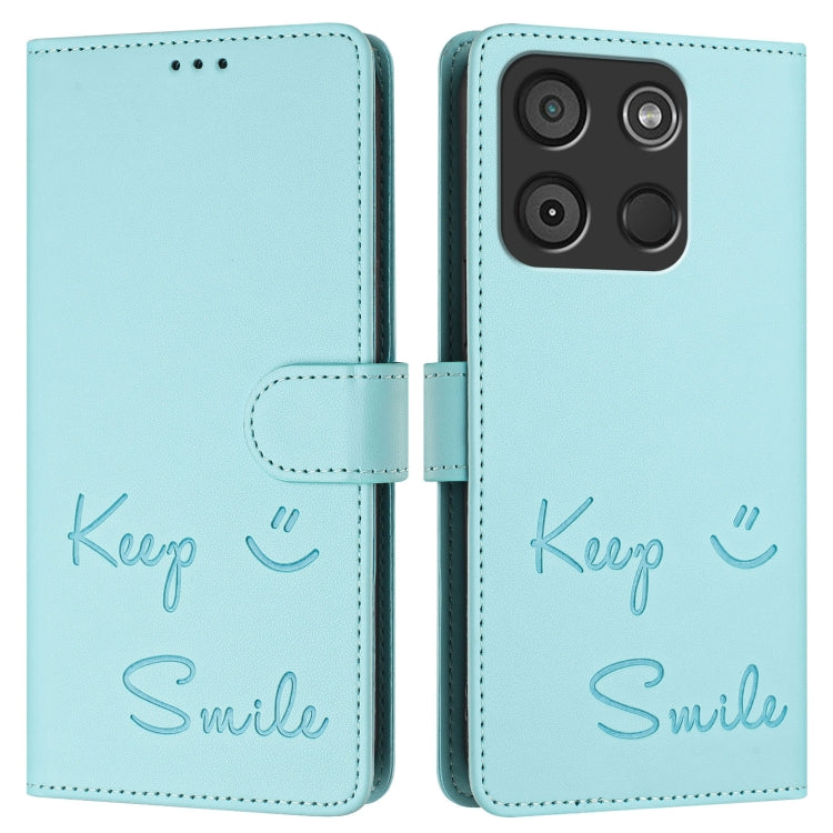 For itel A60 / A60s Smile Embossing RFID Leather Phone Case