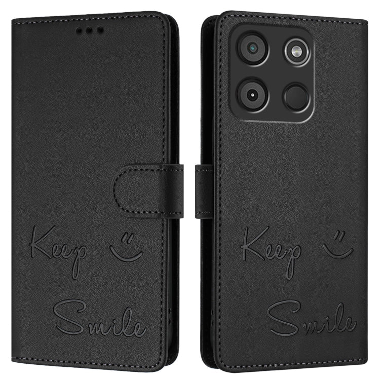 For itel A60 / A60s Smile Embossing RFID Leather Phone Case