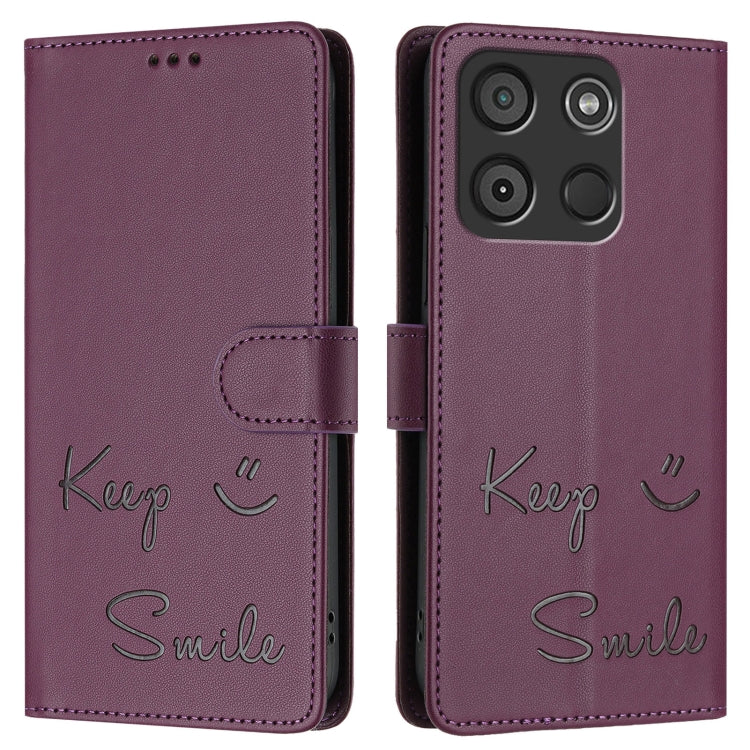 For itel A60 / A60s Smile Embossing RFID Leather Phone Case