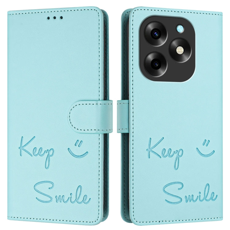 For itel S23+ Smile Embossing RFID Leather Phone Case