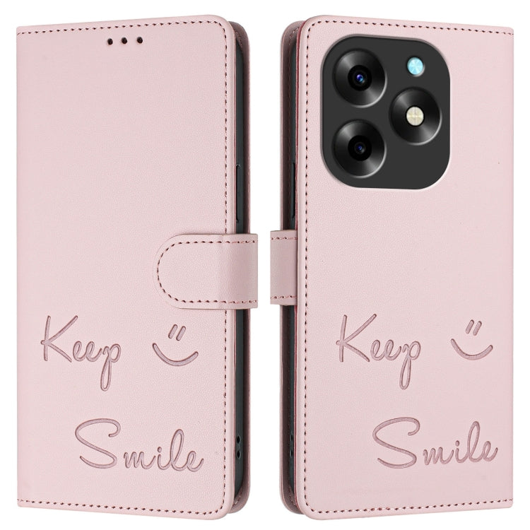 For itel S23+ Smile Embossing RFID Leather Phone Case