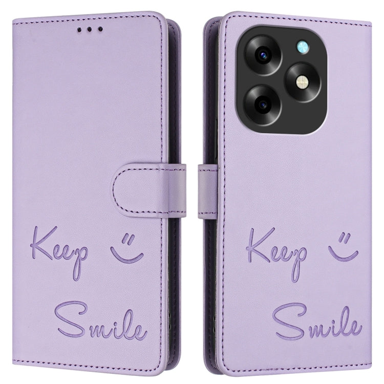 For itel S23+ Smile Embossing RFID Leather Phone Case