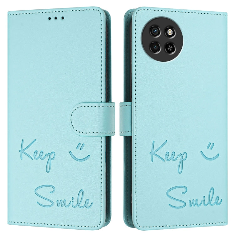 For itel S23 S665L Smile Embossing RFID Leather Phone Case