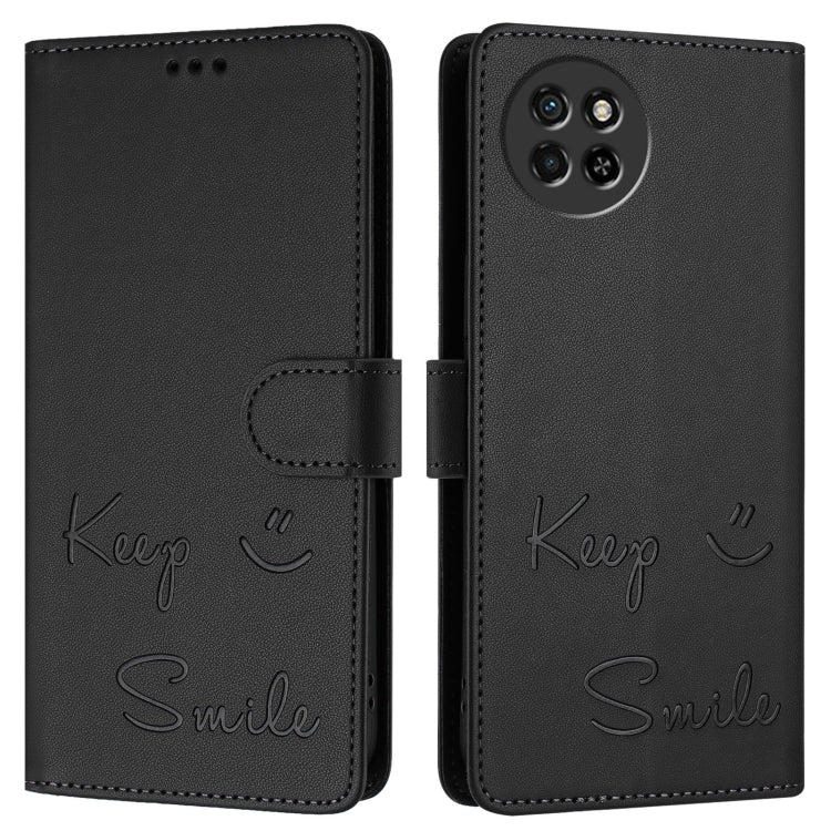 For itel S23 S665L Smile Embossing RFID Leather Phone Case