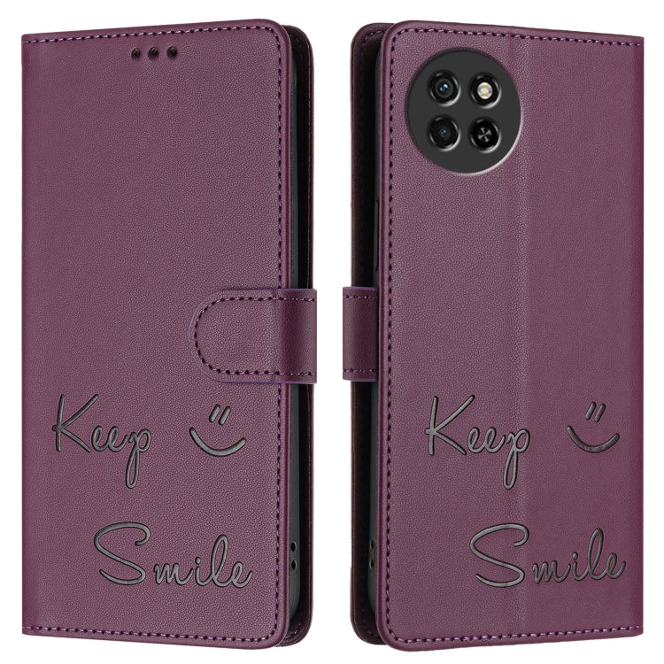 For itel S23 S665L Smile Embossing RFID Leather Phone Case
