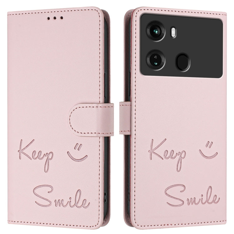 For itel P40 Smile Embossing RFID Leather Phone Case