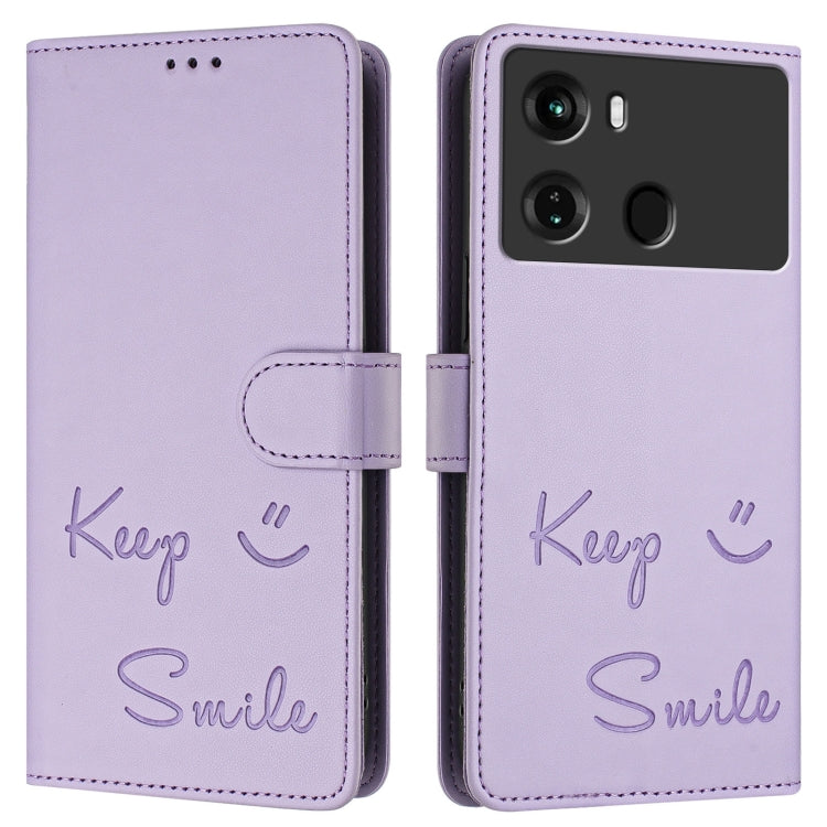 For itel P40 Smile Embossing RFID Leather Phone Case