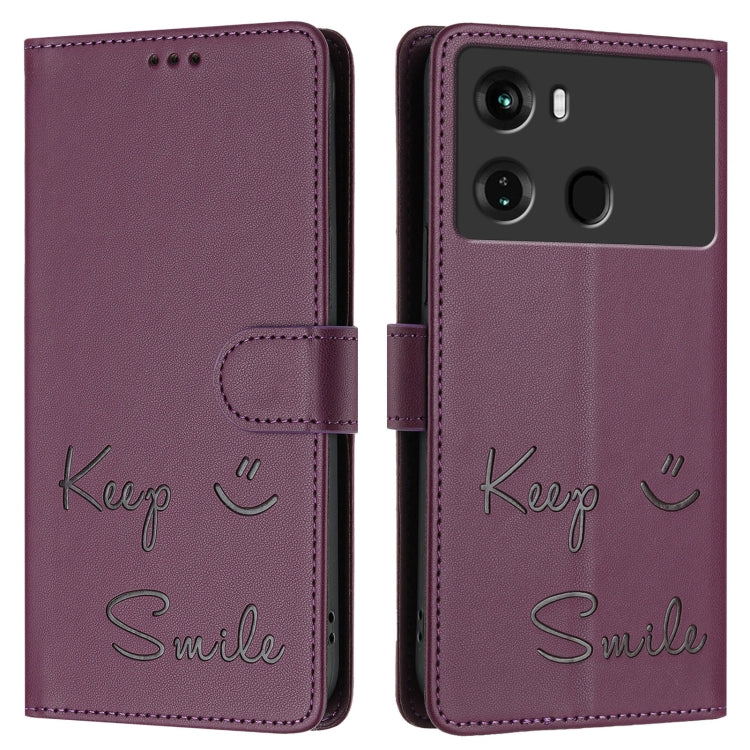 For itel P40 Smile Embossing RFID Leather Phone Case