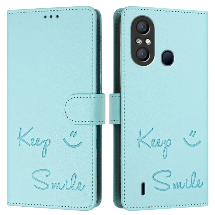 For itel A58 / A49 Smile Embossing RFID Leather Phone Case