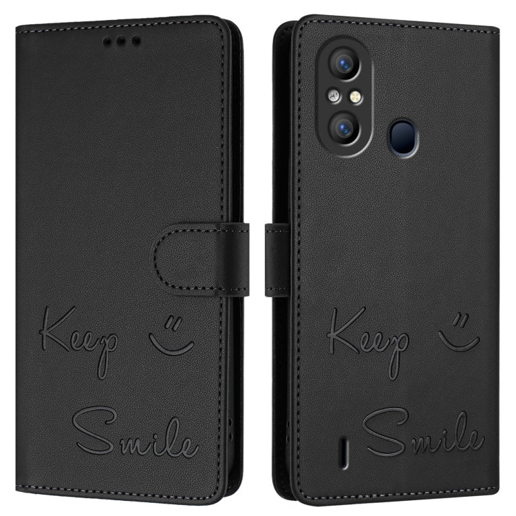 For itel A58 / A49 Smile Embossing RFID Leather Phone Case