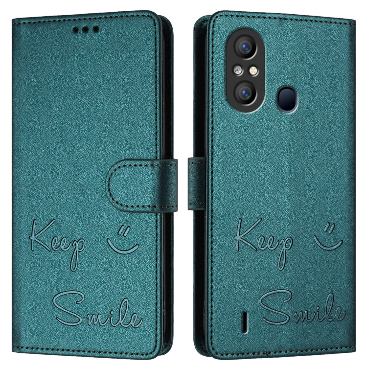 For itel A58 / A49 Smile Embossing RFID Leather Phone Case
