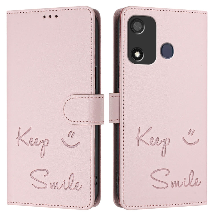 For itel P17 / A27 Smile Embossing RFID Leather Phone Case