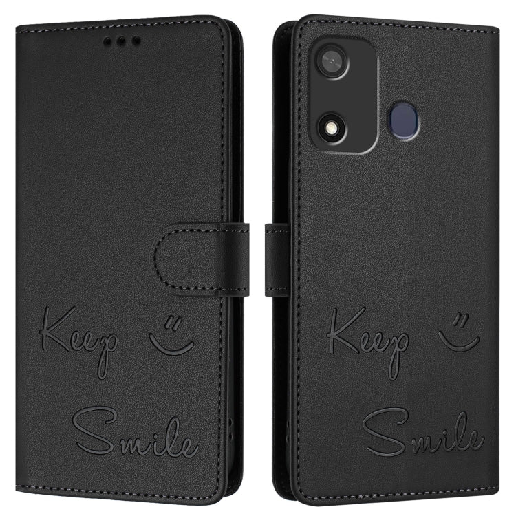 For itel P17 / A27 Smile Embossing RFID Leather Phone Case