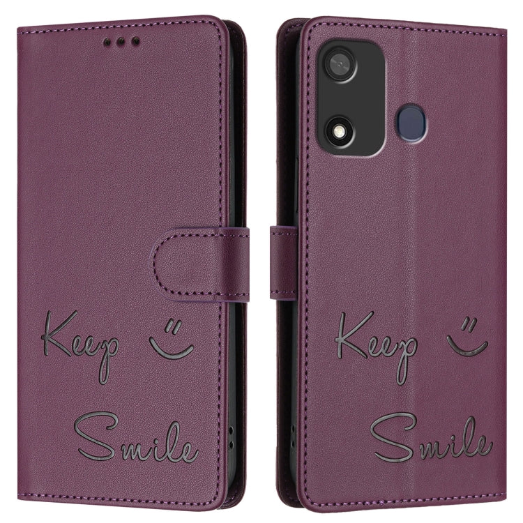 For itel P17 / A27 Smile Embossing RFID Leather Phone Case