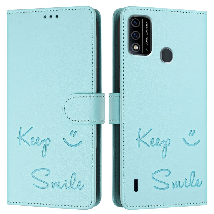 For itel A48 Smile Embossing RFID Leather Phone Case