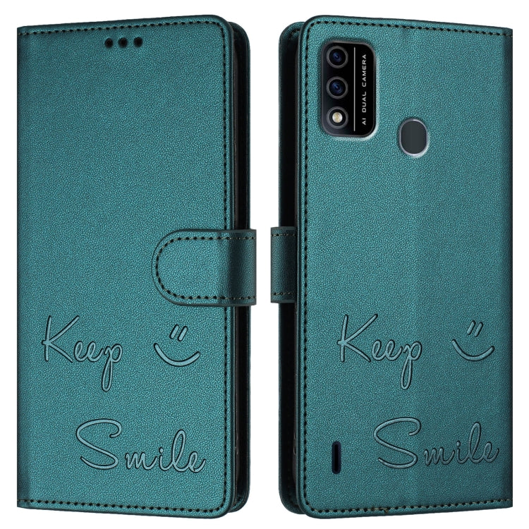 For itel A48 Smile Embossing RFID Leather Phone Case