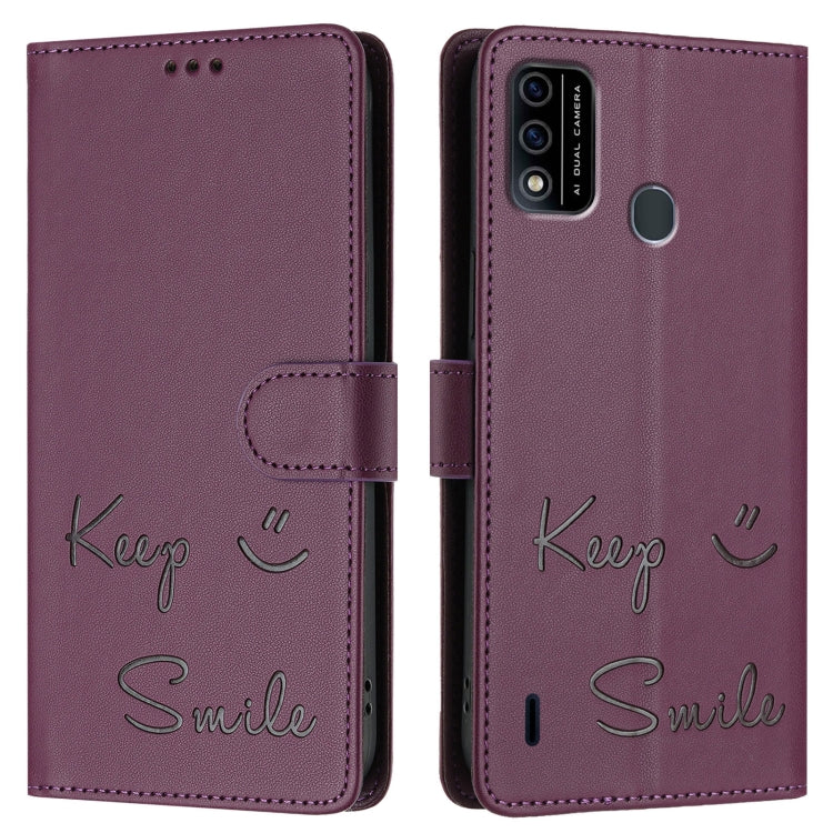 For itel A48 Smile Embossing RFID Leather Phone Case