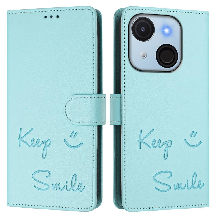 For itel A50C Smile Embossing RFID Leather Phone Case