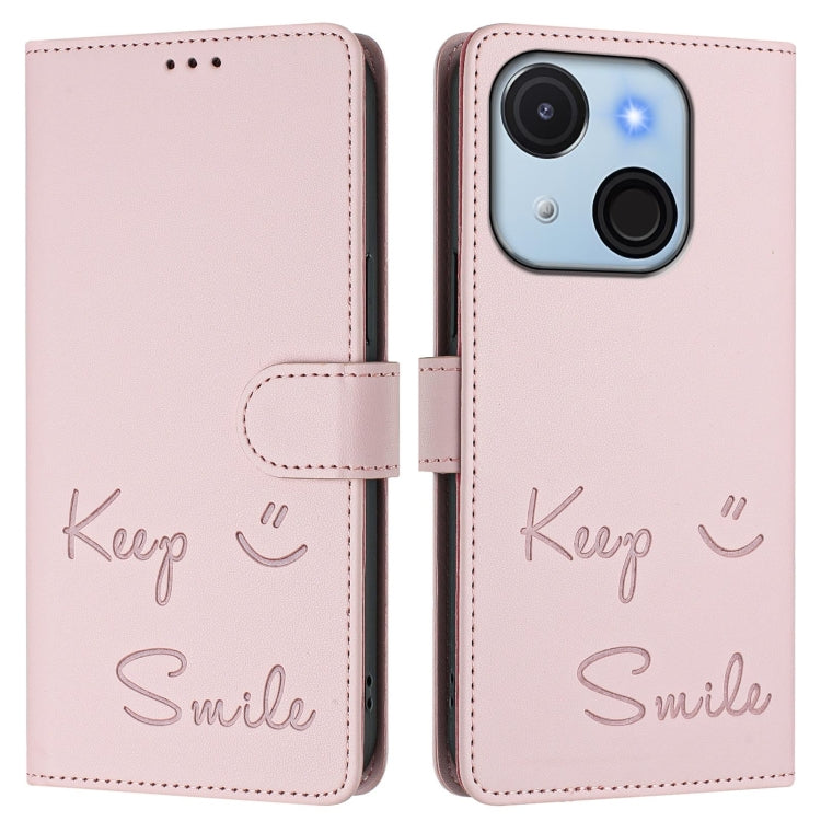 For itel A50C Smile Embossing RFID Leather Phone Case