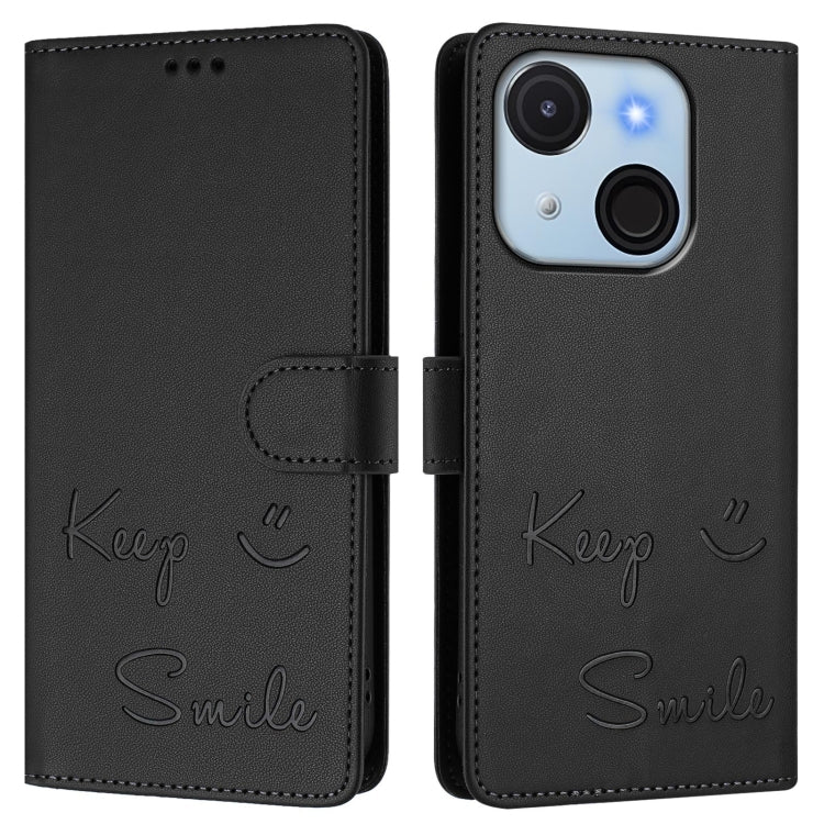 For itel A50C Smile Embossing RFID Leather Phone Case