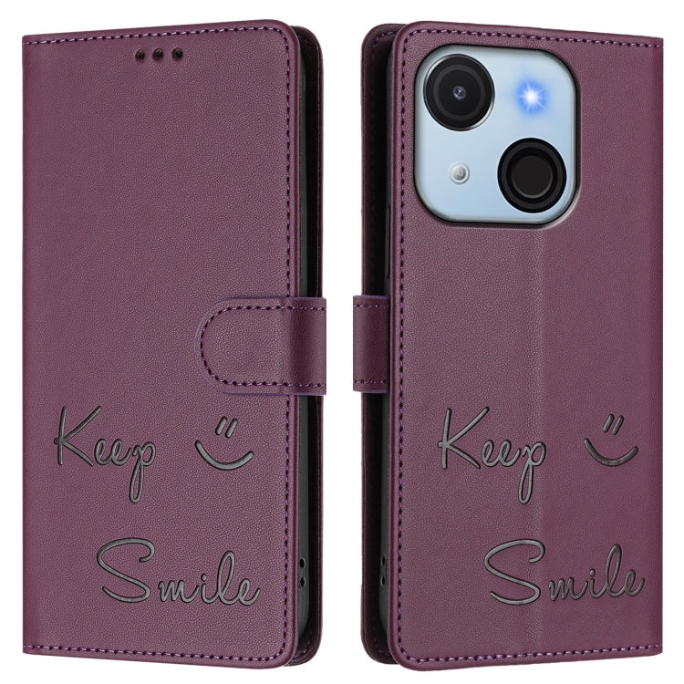 For itel A50C Smile Embossing RFID Leather Phone Case