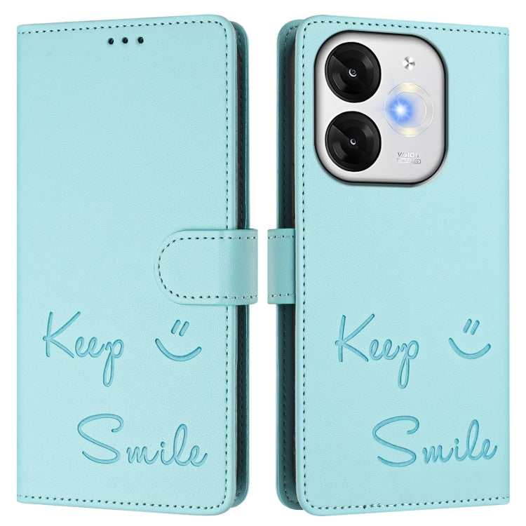 For itel A80 4G Smile Embossing RFID Leather Phone Case