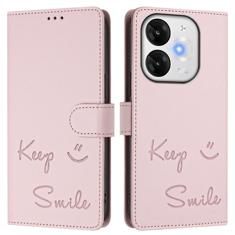 For itel A80 4G Smile Embossing RFID Leather Phone Case