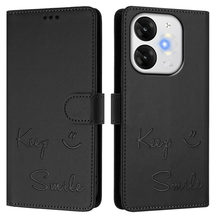 For itel A80 4G Smile Embossing RFID Leather Phone Case
