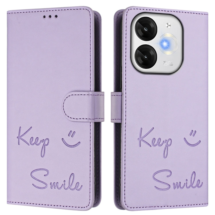 For itel A80 4G Smile Embossing RFID Leather Phone Case
