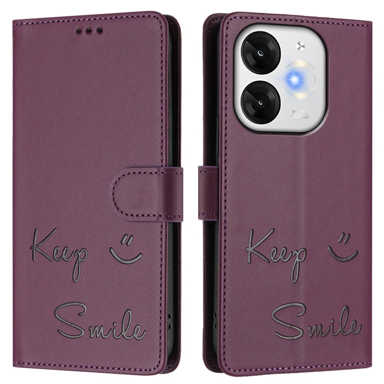 For itel A80 4G Smile Embossing RFID Leather Phone Case