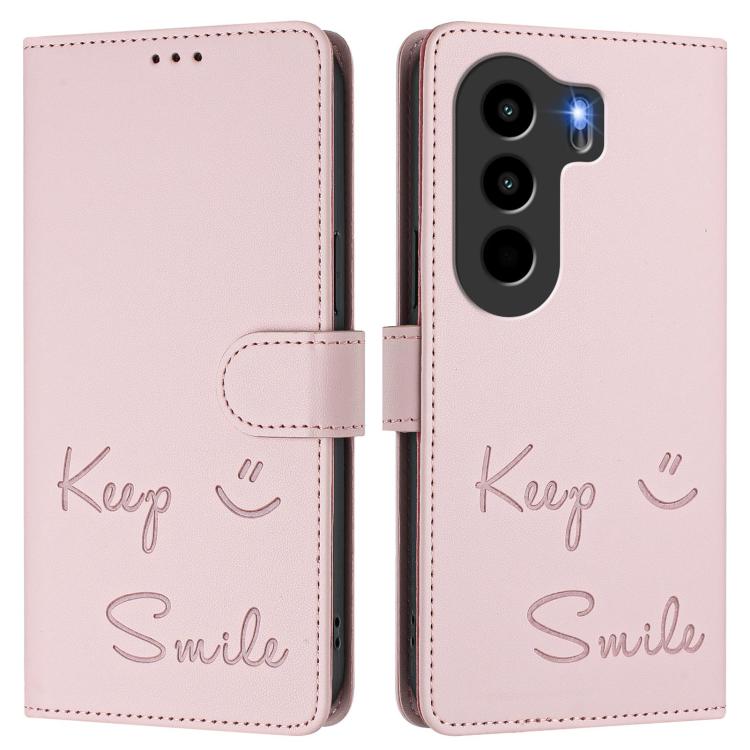 For itel Power 70 Smile Embossing RFID Leather Phone Case