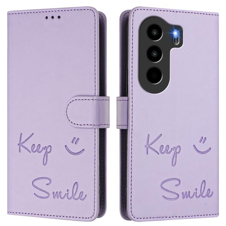 For itel Power 70 Smile Embossing RFID Leather Phone Case
