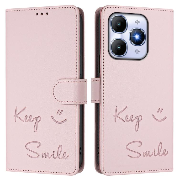 For itel A90 4G Smile Embossing RFID Leather Phone Case
