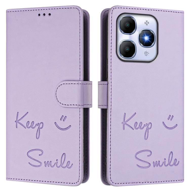 For itel A90 4G Smile Embossing RFID Leather Phone Case