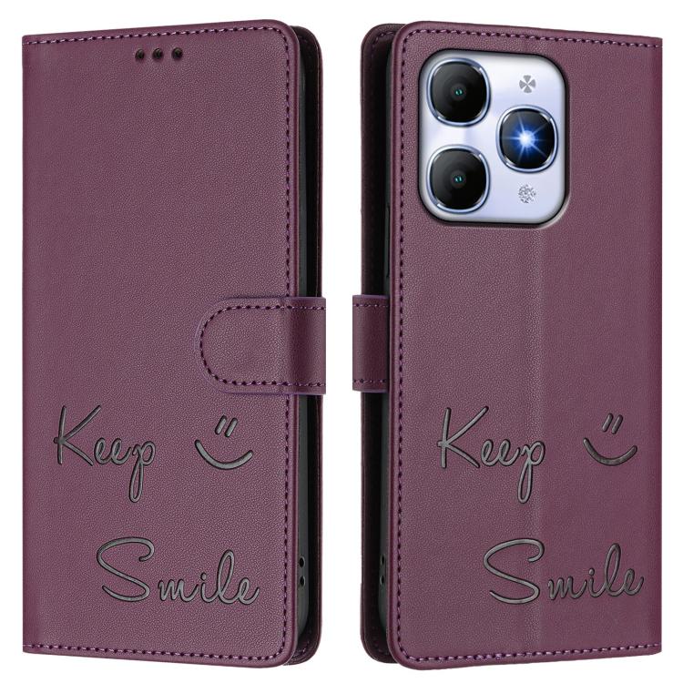 For itel A90 4G Smile Embossing RFID Leather Phone Case