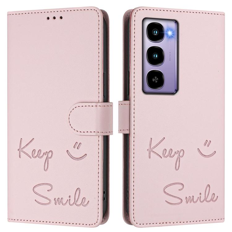 For itel City 100 Smile Embossing RFID Leather Phone Case