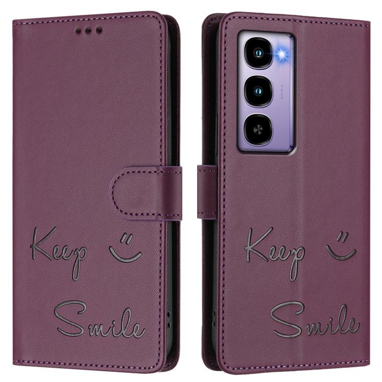 For itel City 100 Smile Embossing RFID Leather Phone Case