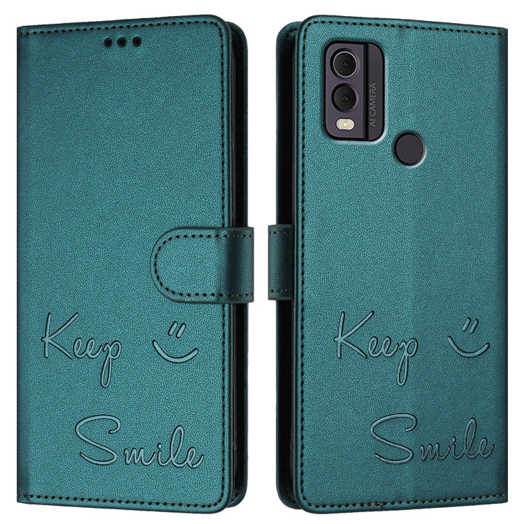 For Nokia C22 Smile Embossing RFID Leather Phone Case
