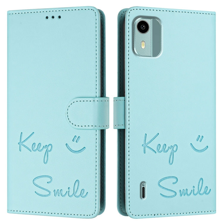 For Nokia C12 Smile Embossing RFID Leather Phone Case