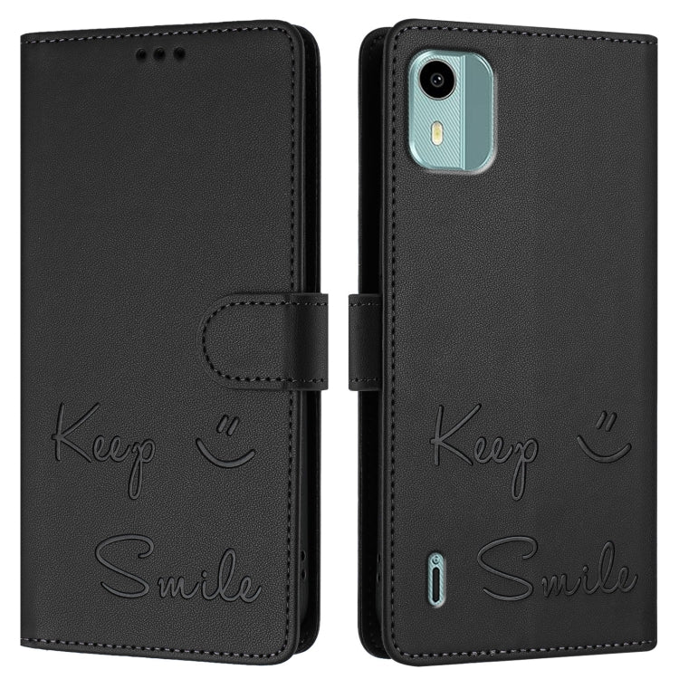 For Nokia C12 Smile Embossing RFID Leather Phone Case